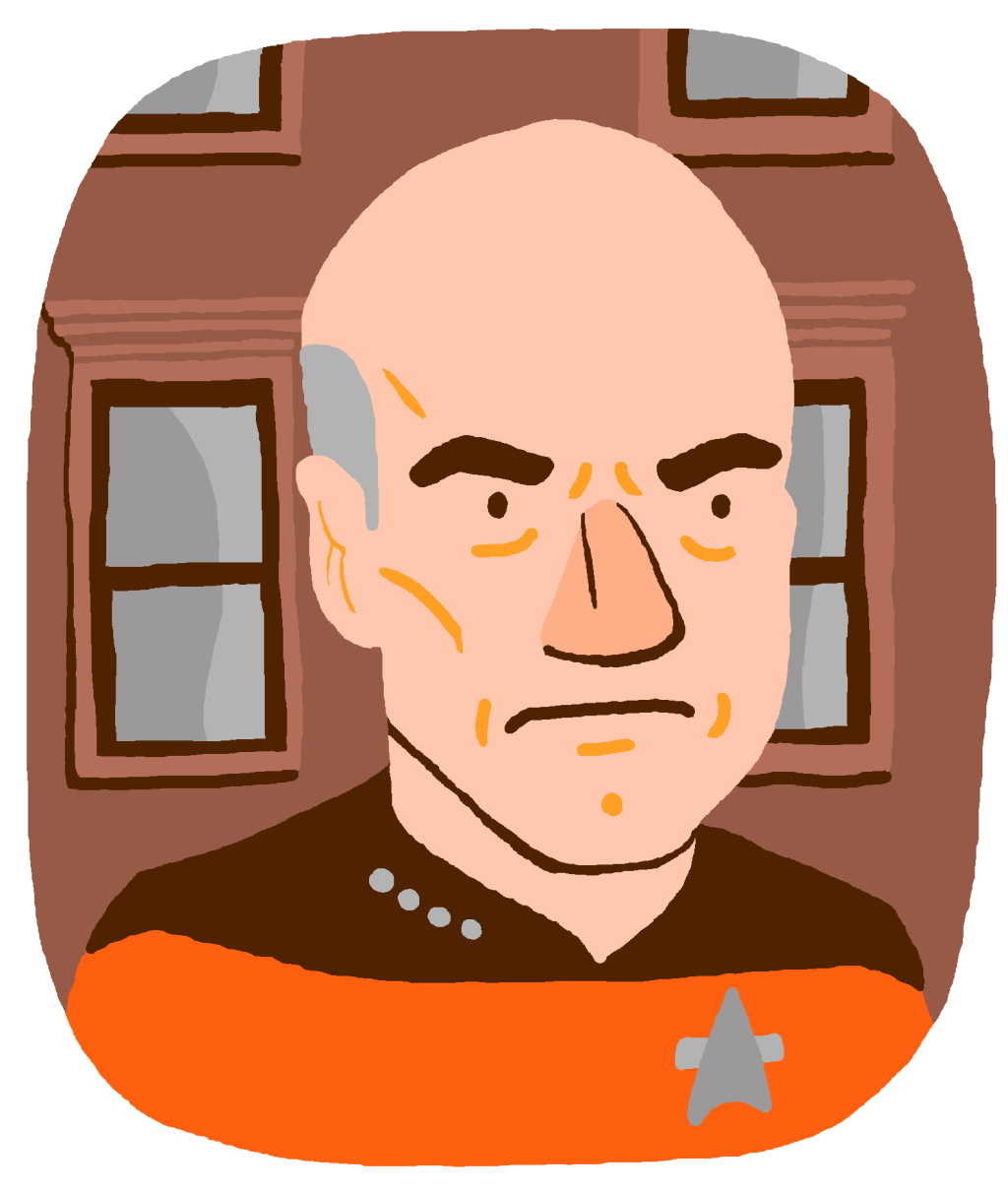 This is a cartoon version of a character from a popular Sci-Fi series.