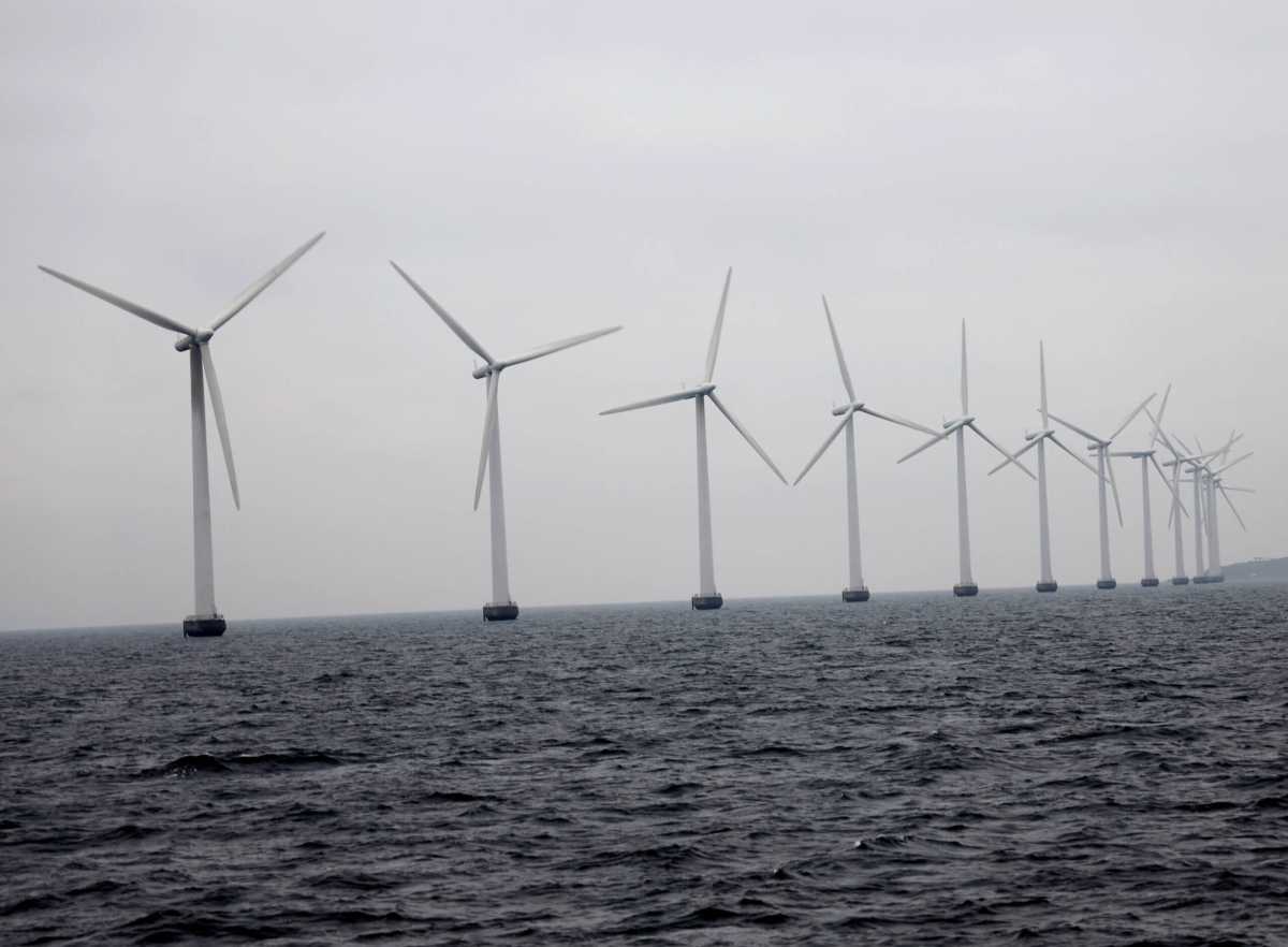 Middelgrunden offshore wind farm is pictured outside Copenhagen
