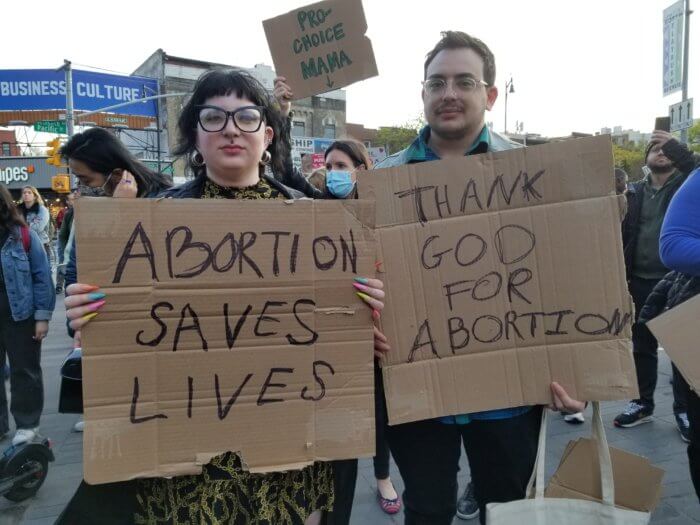 people rally against supreme court decision to overturn roe v. wade at barclays center