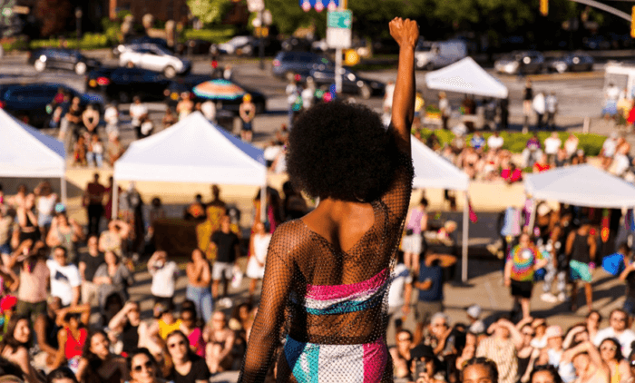 person at brooklyn pride at brooklyn museum