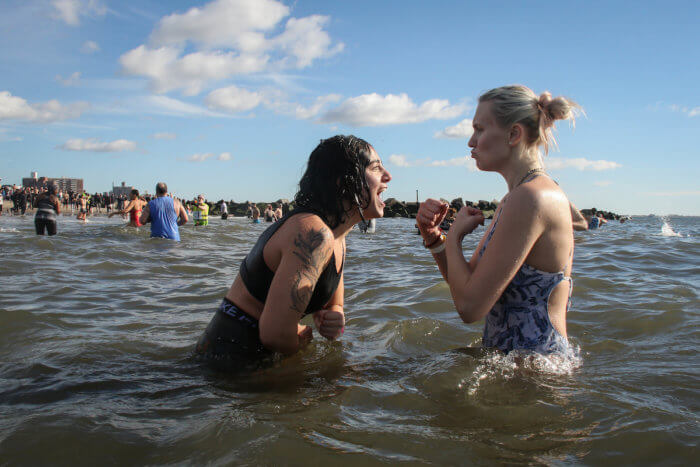 women at polar plunge