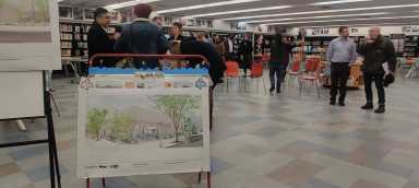 Neighbors gathered at the red hook library