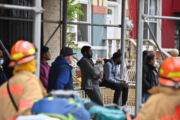 dogs outside apartment fire