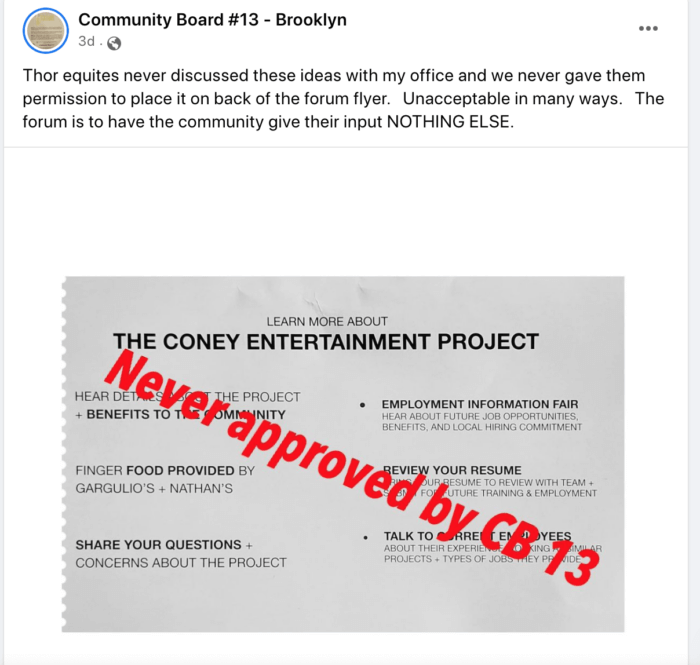 CB13 coney island facebook post