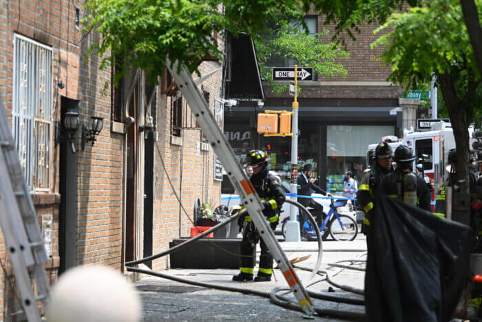 The scene of the fire in Crown Heights.