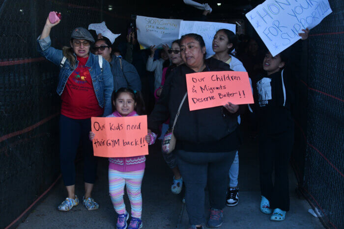 migrant protest at public school