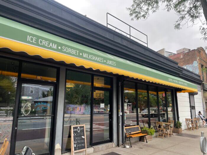 outside of Lark Café in Flatbush