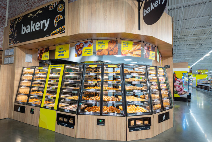 shelves in Lidl grocery store