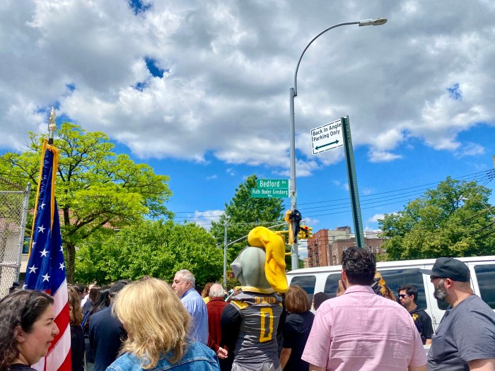 crowd at Ruth Bader Ginsburg Way in Midwood