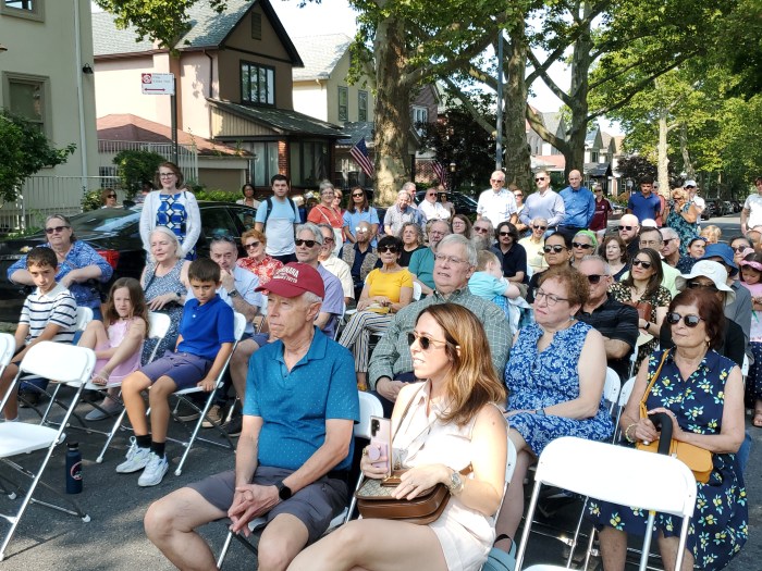 crowd at street renaming in bay ridge