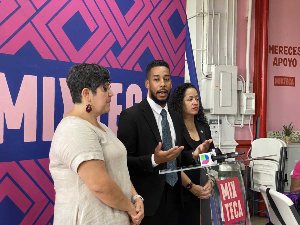 Borough President Antonio Reynoso and Council Member Alexa Avilés joined Mixteca's Executive Director Lorena Kourousias for Monday's announcement