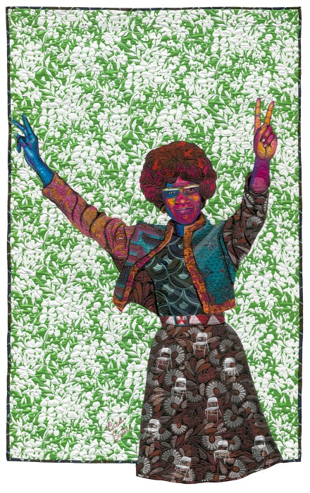 quilted colorful portrait of shirley chisholm