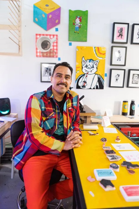 artist in studio in gowanus