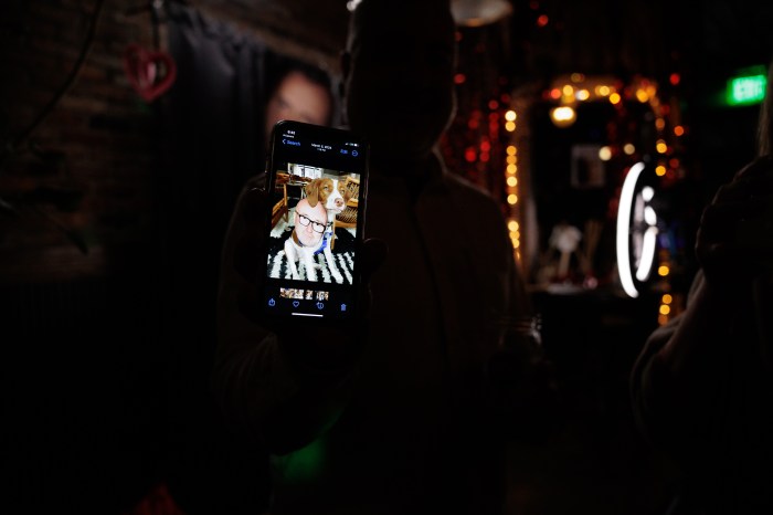 Will the real Phil Collins please stand on your hind legs: Jonathan Bardo shows a photo of his dog, Phil Collins.