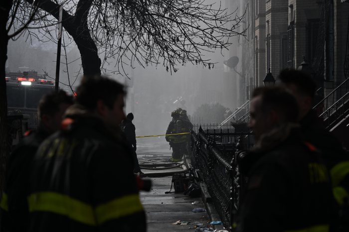 firefighters outside bushwick church
