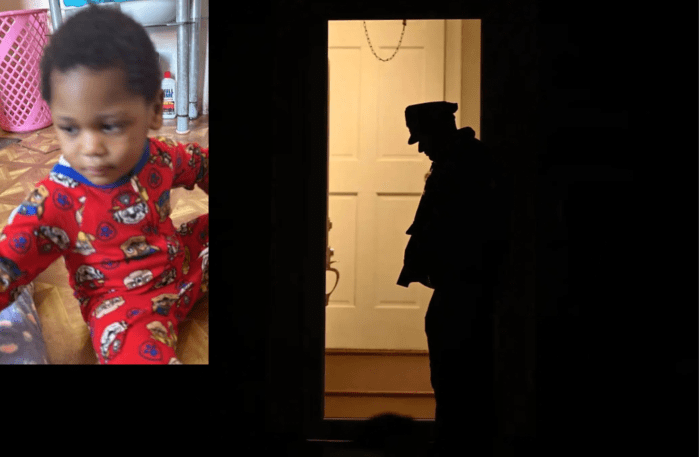 3-year-old boy and police officer