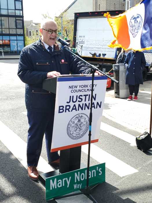 justin brannan at mary nolan street renaming