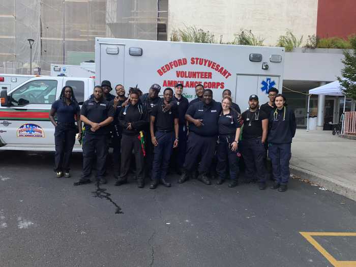 bed-stuy volunteer ambulance corps volunteers with amblance