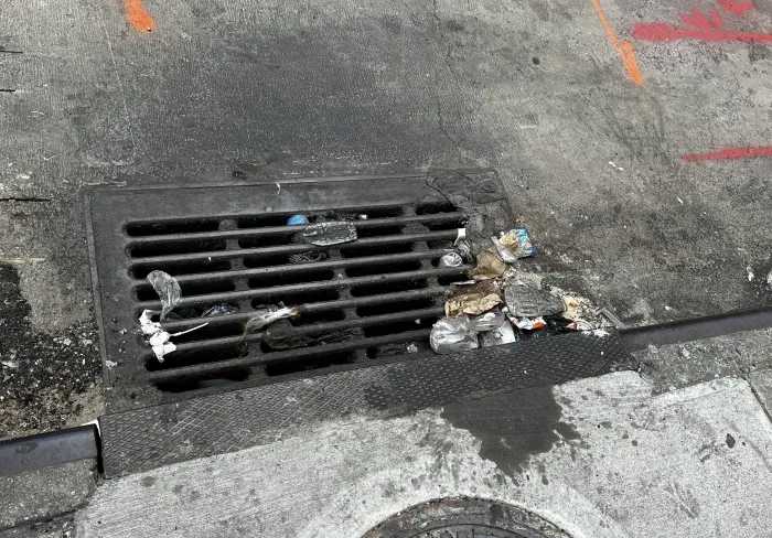 litter in storm drain