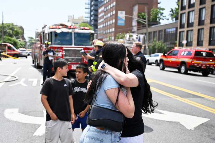 people outside bath beach apartment fire
