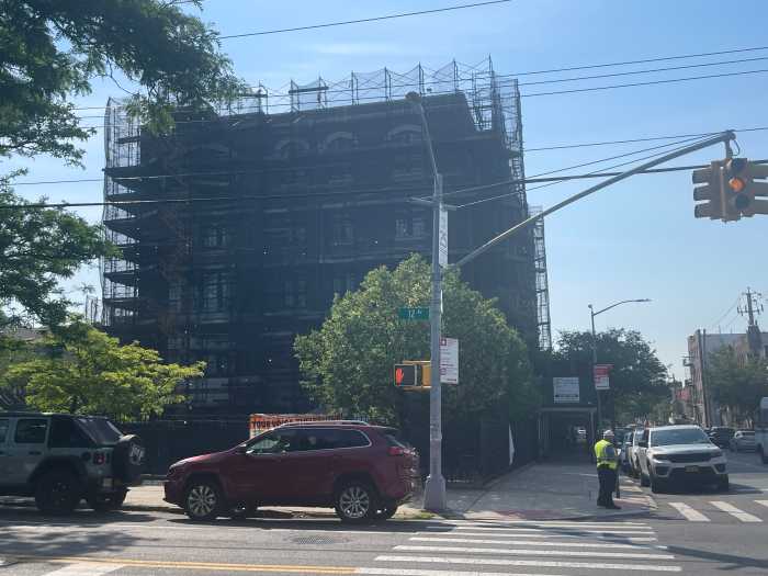 scaffolding outside p.s. 176 school building