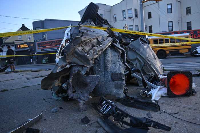 remains of car at crash site 