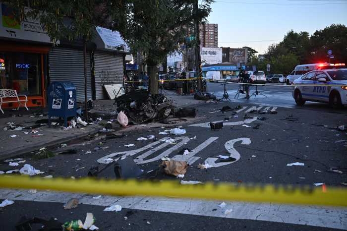 debris after stolen car crash